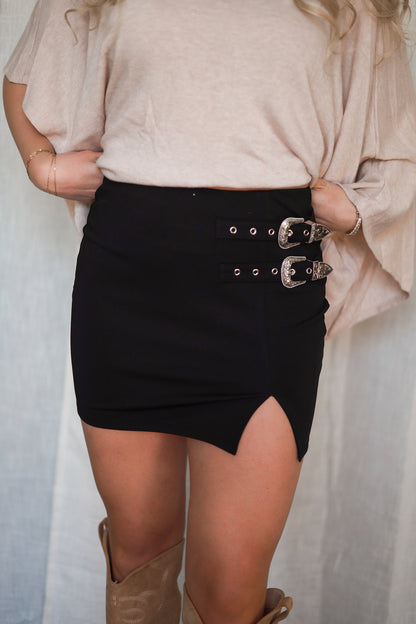 Bronc & Buckle Mini Skirt - Black