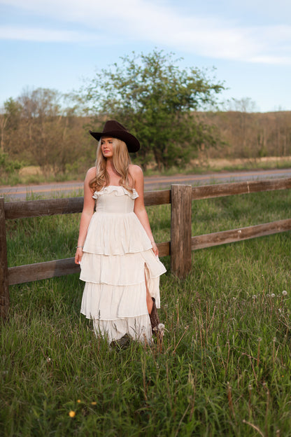 Meadow Muse Ruffle Dress - Cream
