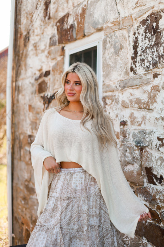 Timeless Terrace Poncho Sweater - Cream