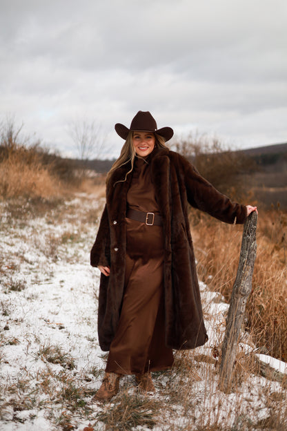 Frontier Maxi Coat - Brown