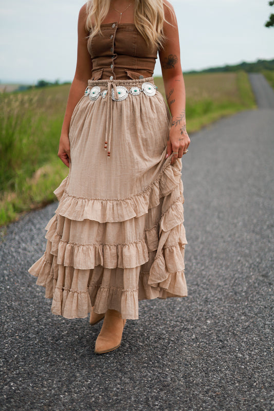 Free Winds Tiered Maxi Skirt