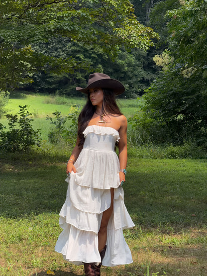 Meadow Muse Ruffle Dress - Cream