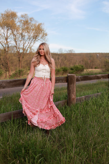 Strawberry Fleur Maxi Skirt