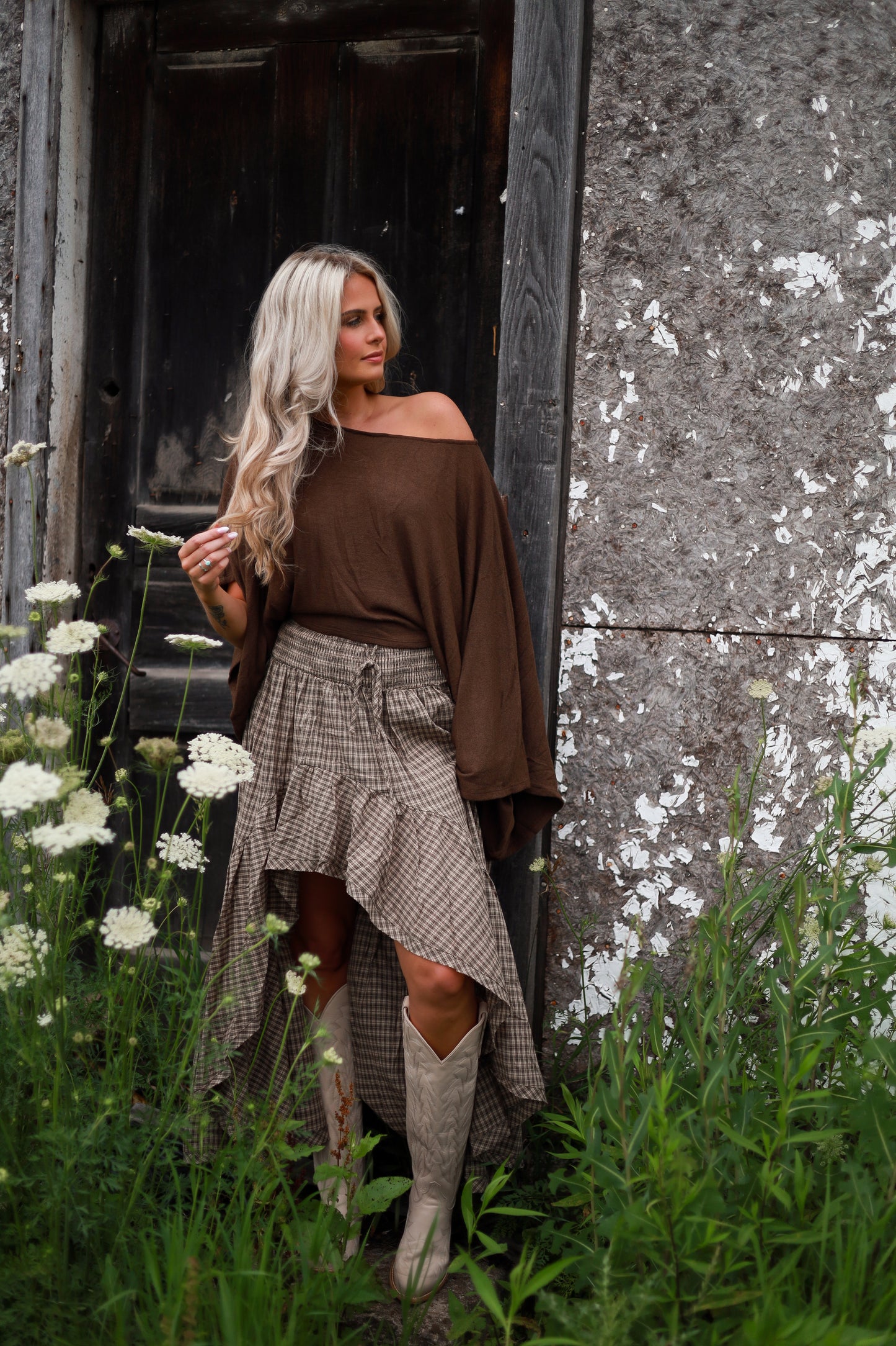 Asymmetrical Knit Top - Tobacco