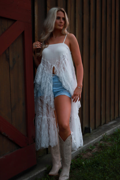 Lace Whisper Duster Top