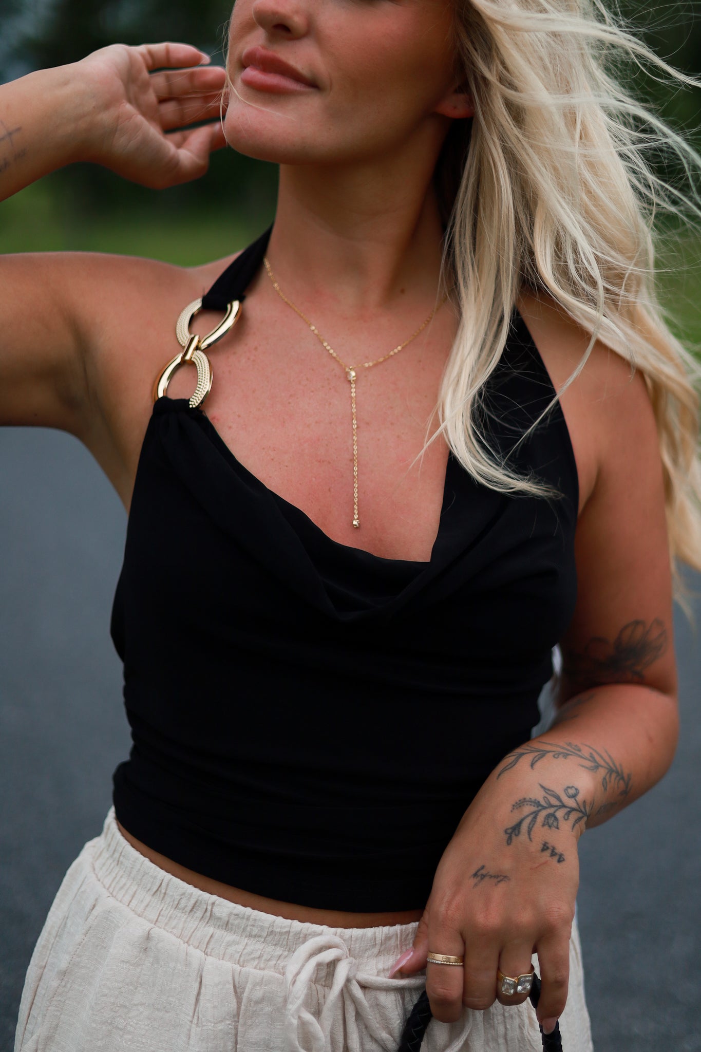 Janae Black Halter Top