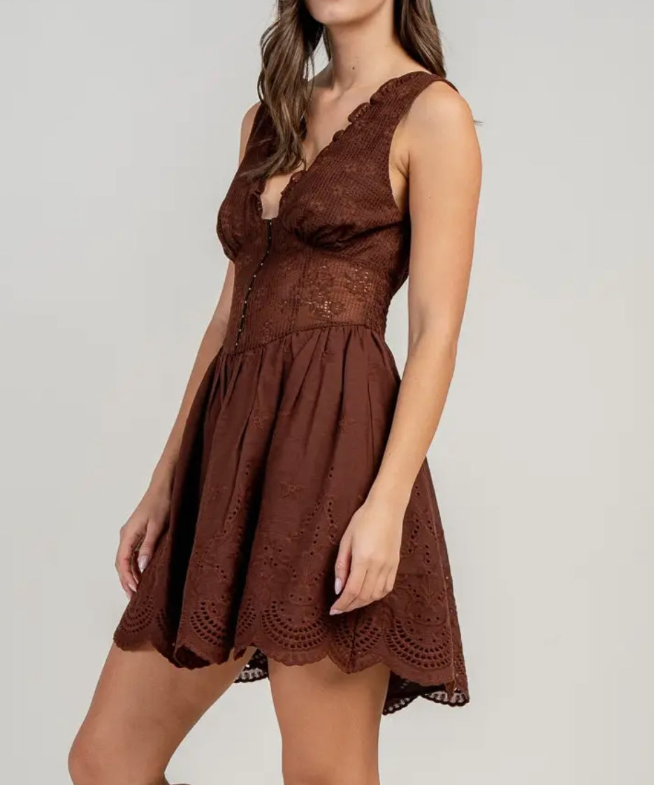 Southern Sweet Fit & Flare Dress - Pecan