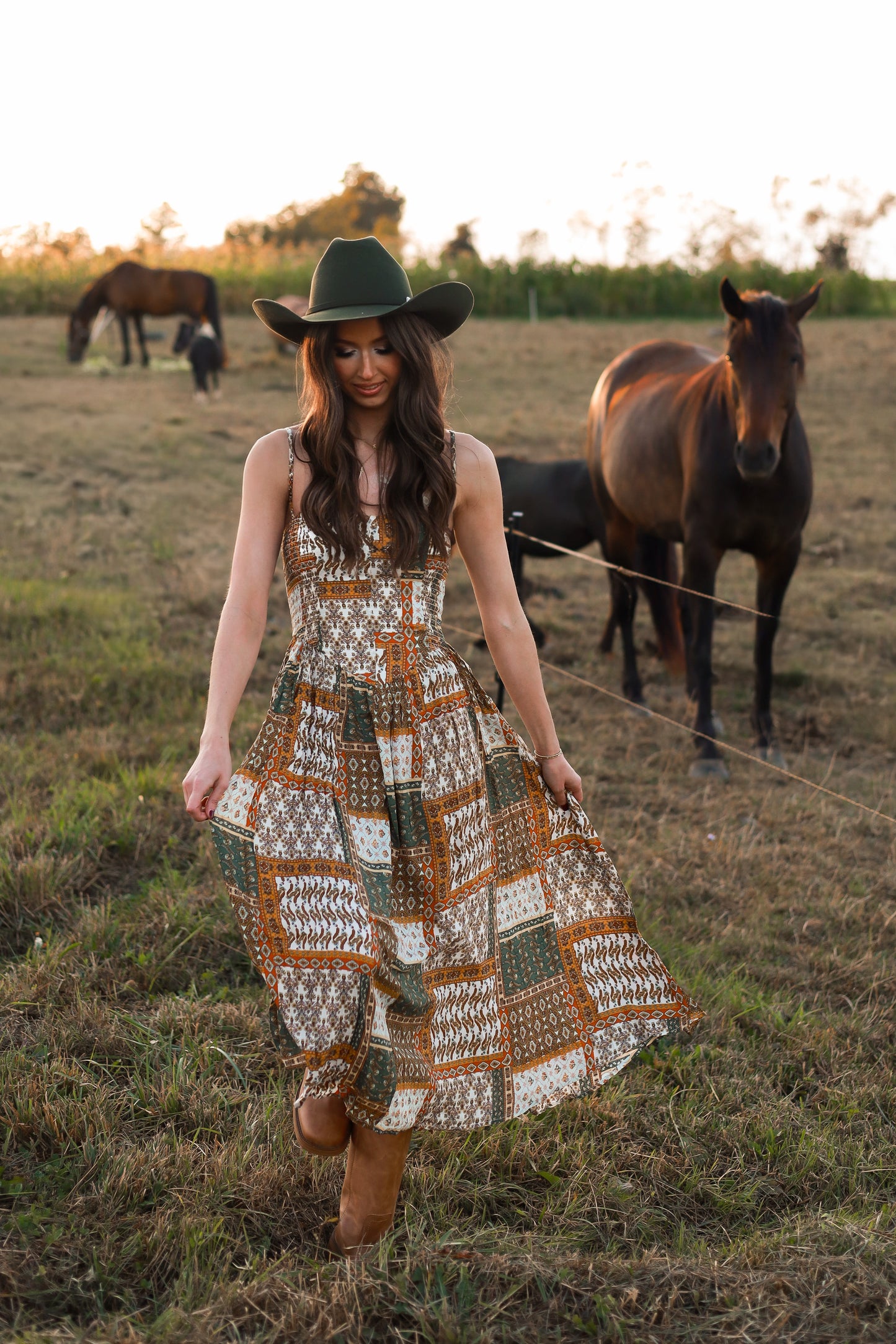 Marigold Drop-Waist Patchwork Dress