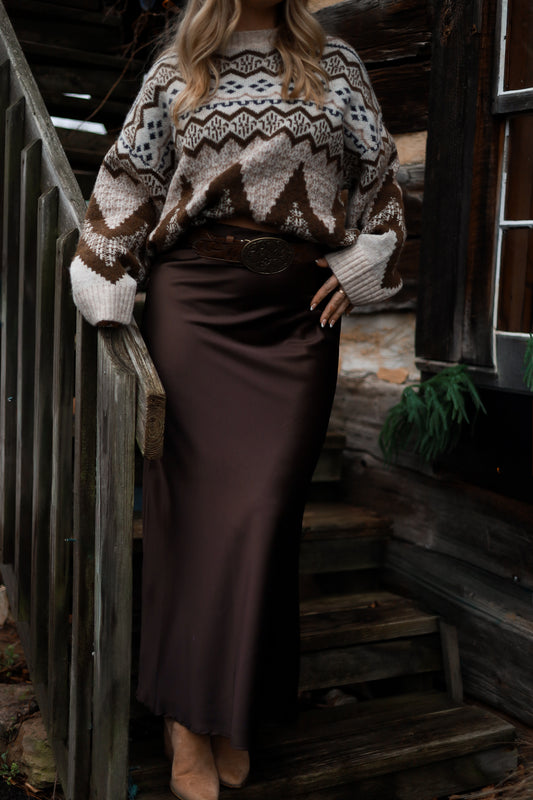 Old Creek Satin Skirt - Brown