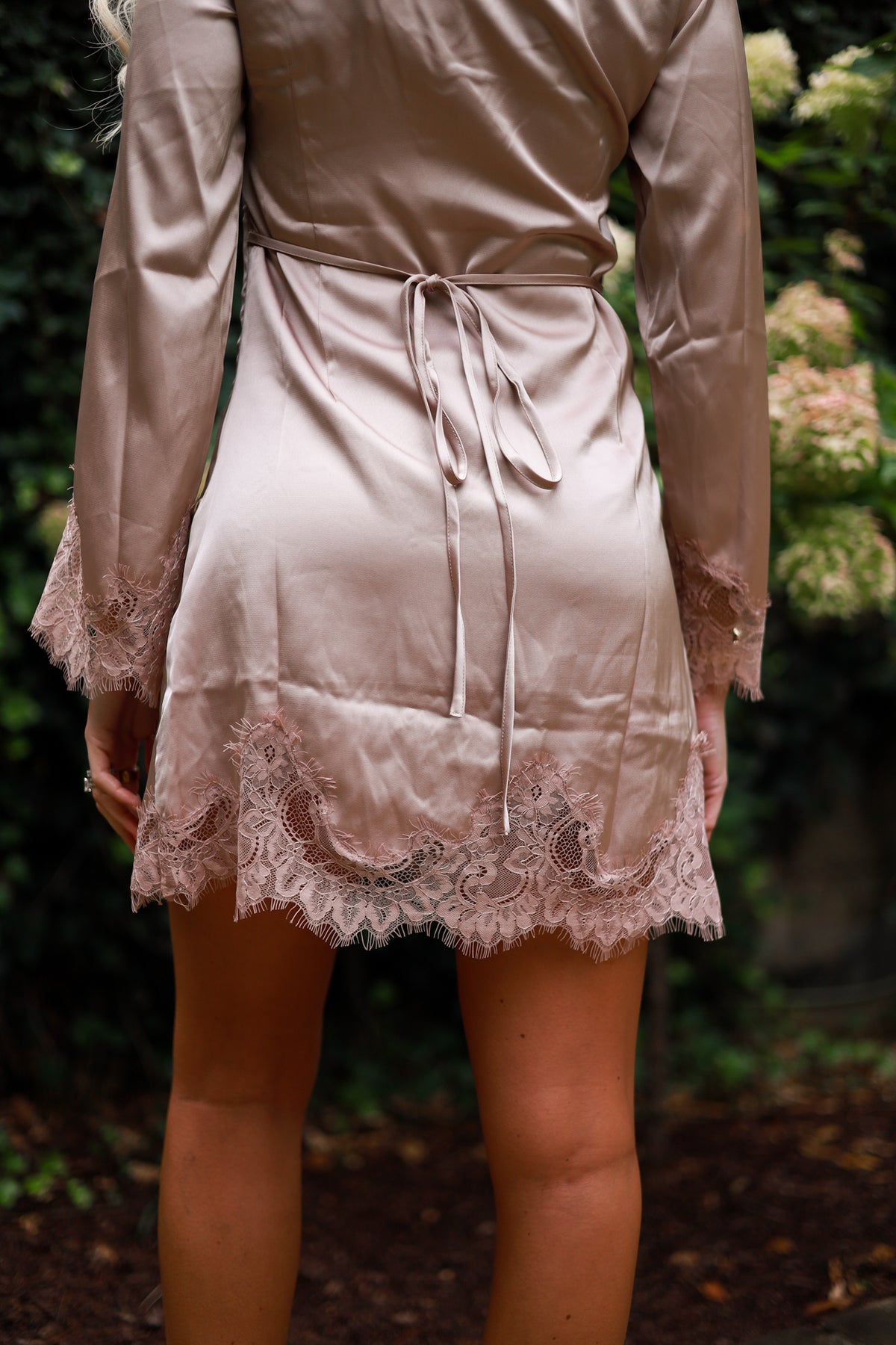 Satin & Lace Mini Dress - Cashmere