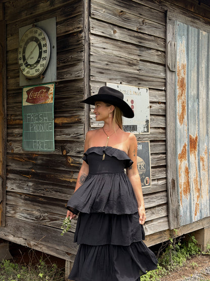 Meadow Muse Ruffle Dress - Black