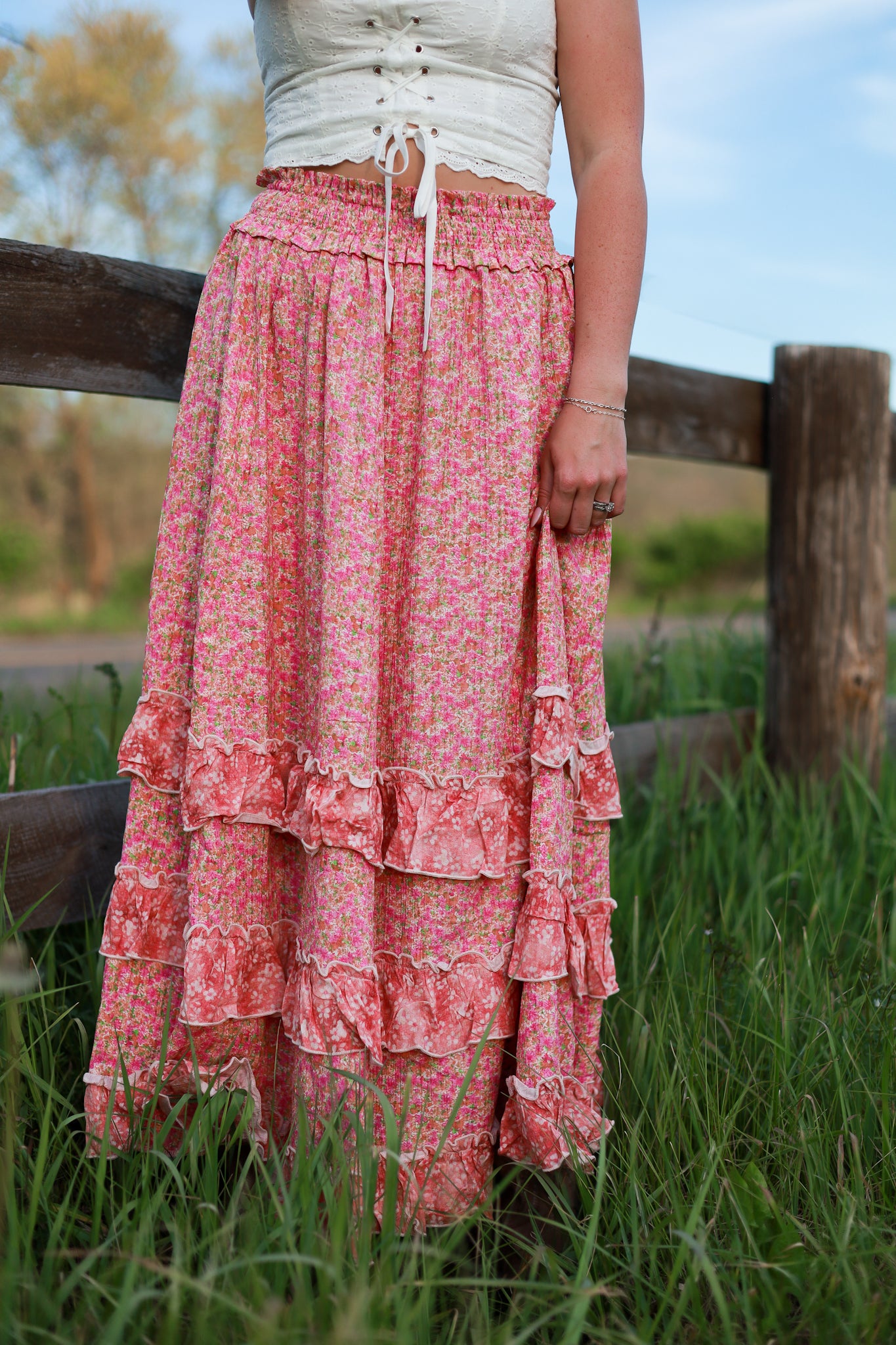 Strawberry Fleur Maxi Skirt