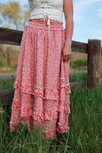 Strawberry Fleur Maxi Skirt