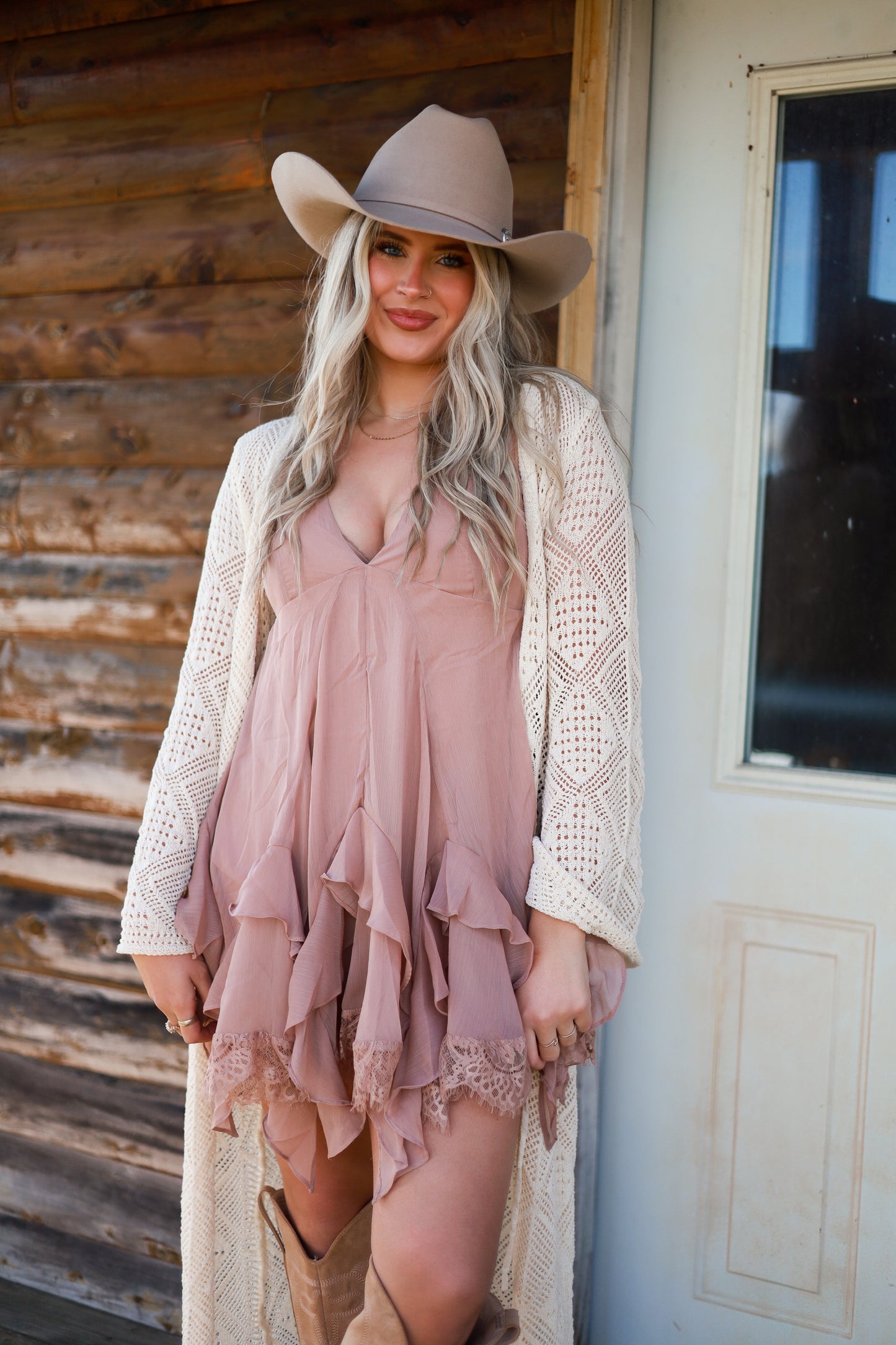 Lace Layering Romper - Cappuccino