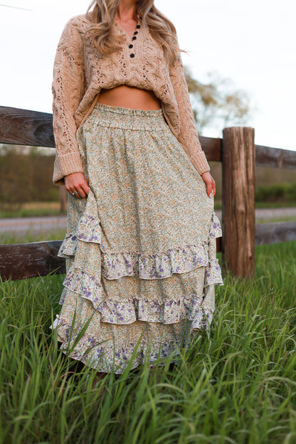 Blueberry Fleur Maxi Skirt