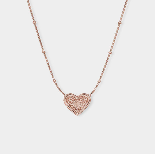 Belt Buckle Heart Necklace - Rose Gold