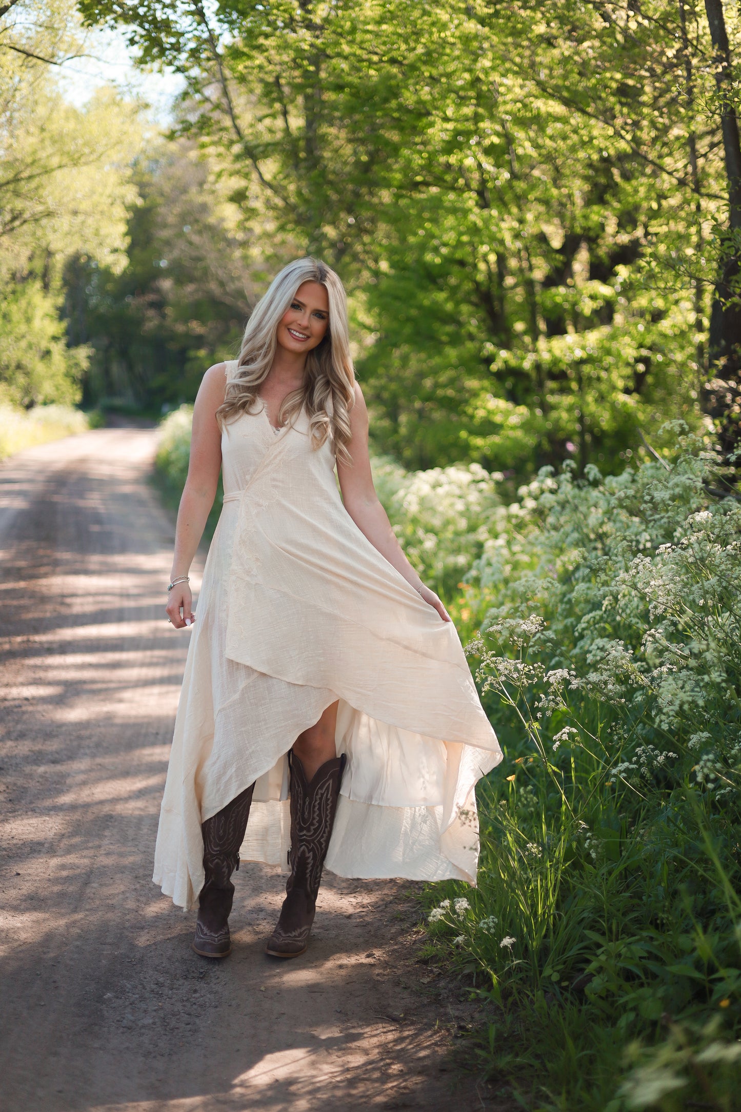 Sunset Prairie Maxi Dress - Cream
