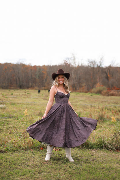 Storybook Lace Midi Dress - Brown