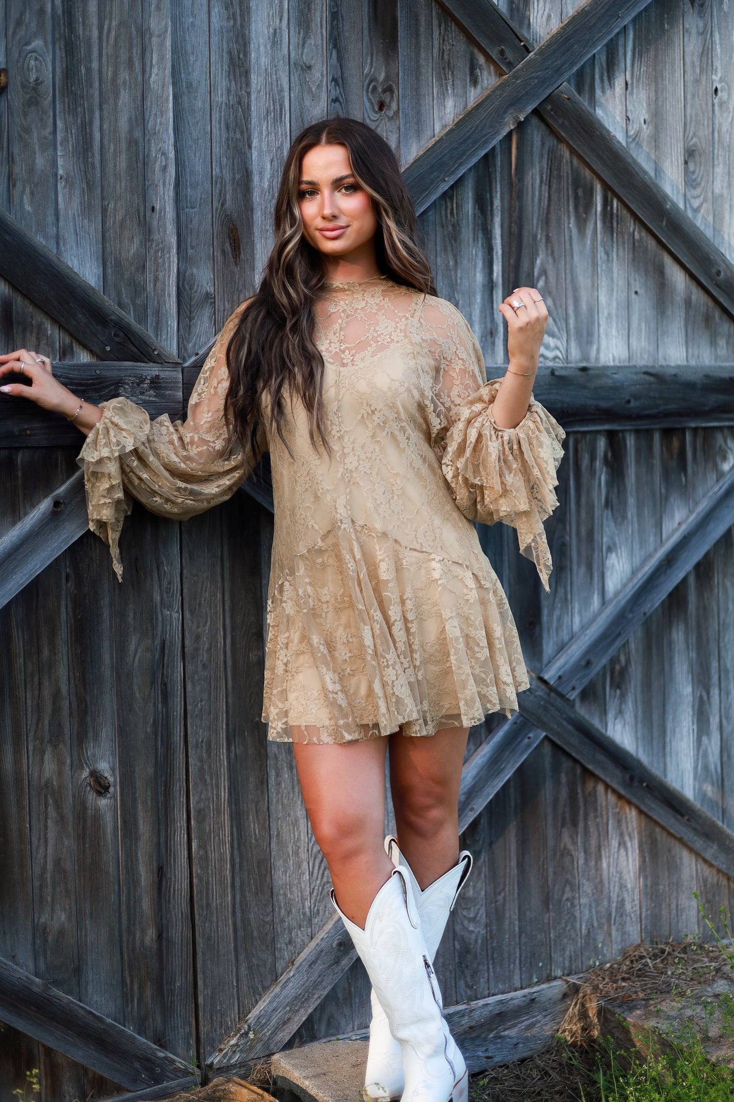 Harlow Lace Mini Dress - Moss