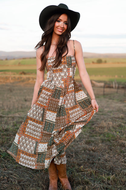 Marigold Drop-Waist Patchwork Dress