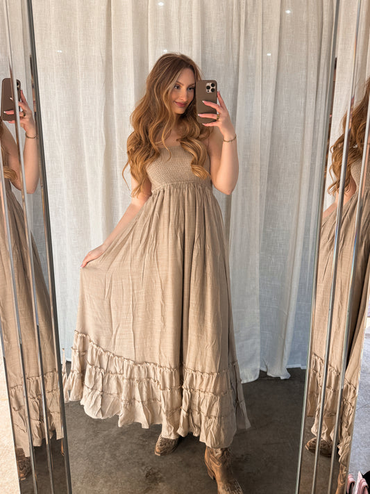 Wanderlust Halter Maxi - Oatmilk
