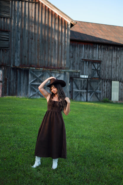 Suede Saddle Midi Dress
