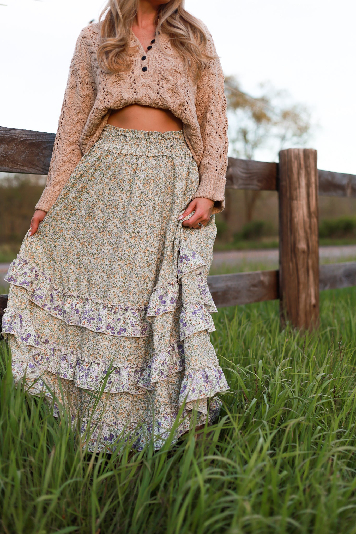 Blueberry Fleur Maxi Skirt