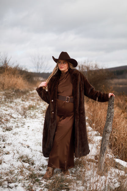 Frontier Maxi Coat - Brown