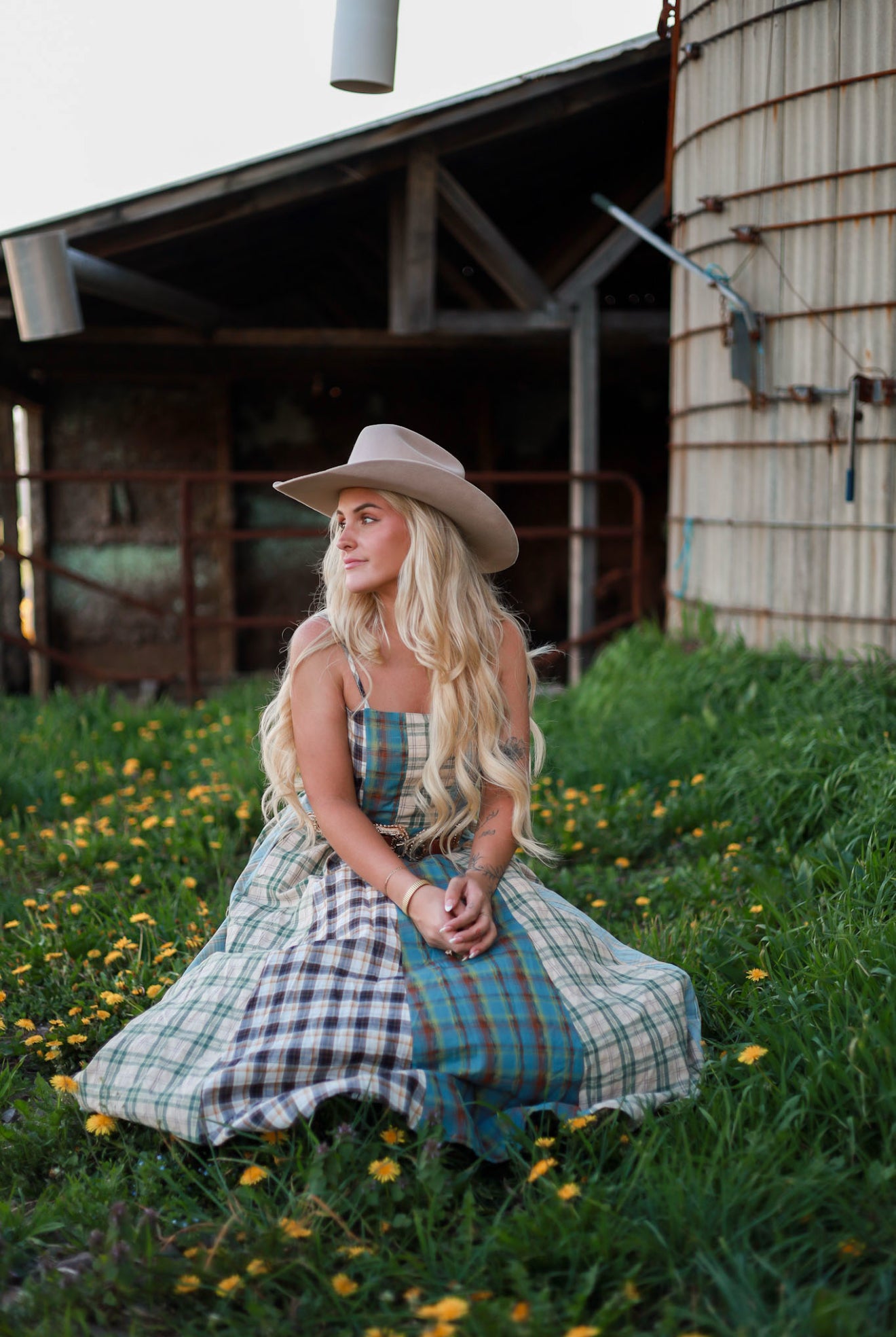 Sagebrush Plaid Maxi Dress - Mint