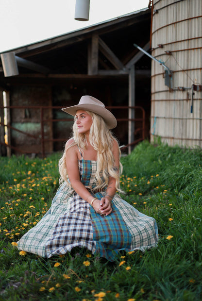 Sagebrush Plaid Maxi Dress - Mint