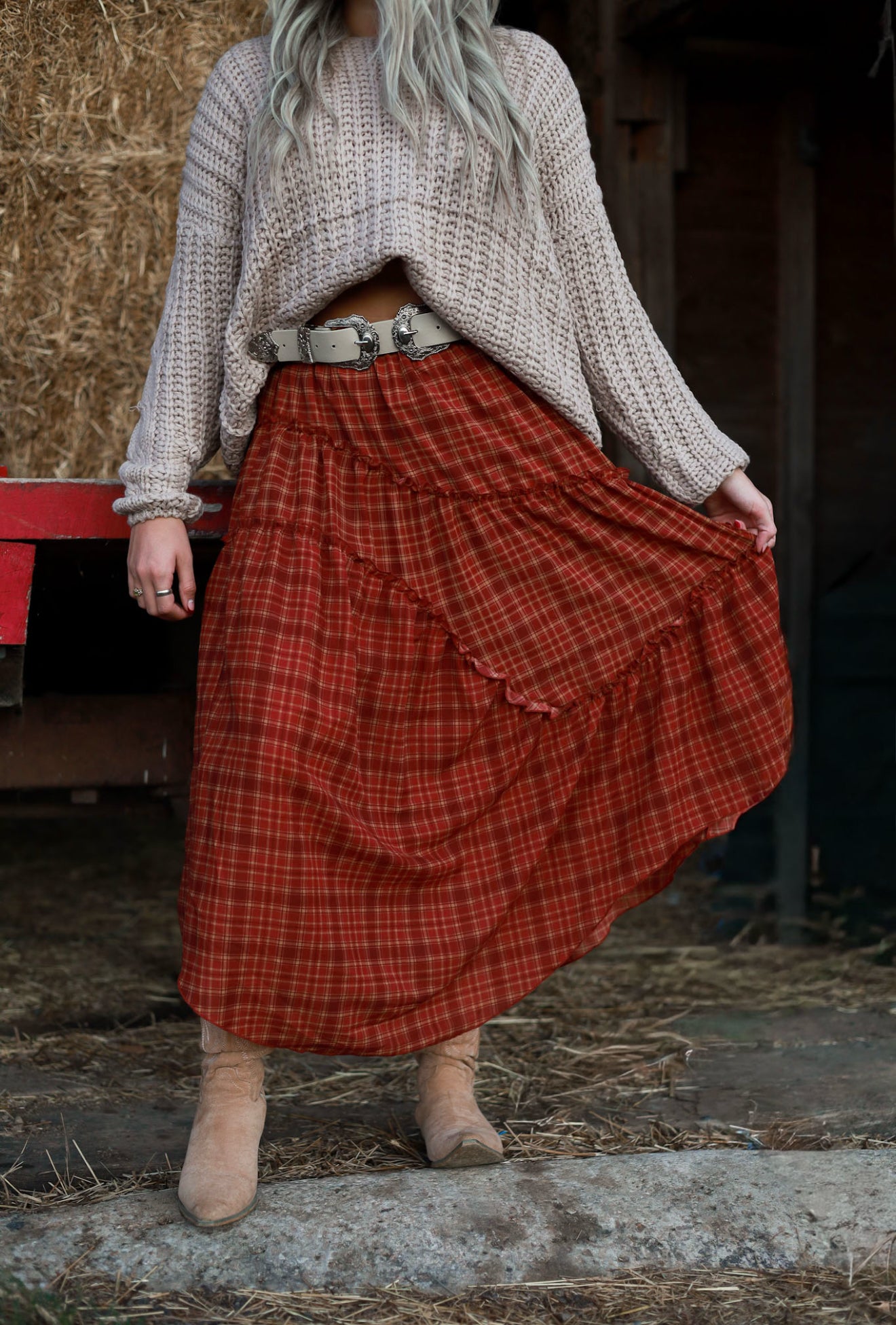 Hearthside Plaid Midi Skirt