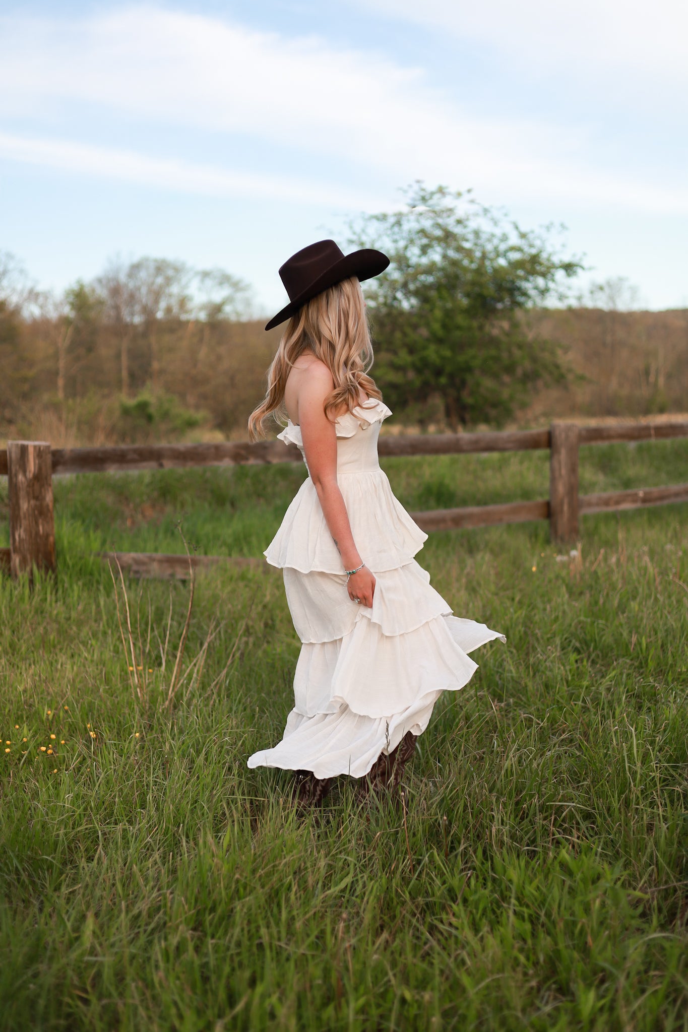 Meadow Muse Ruffle Dress - Cream