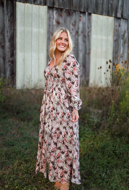 Spiced Orchard Maxi Dress - Brown