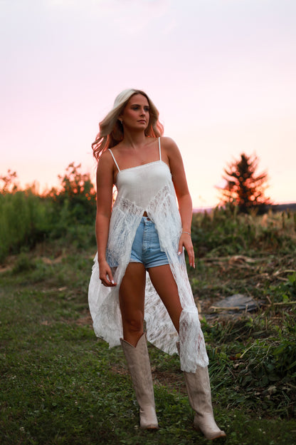 Lace Whisper Duster Top