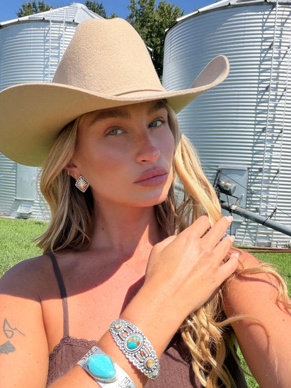 Silver Concho Stud Earrings