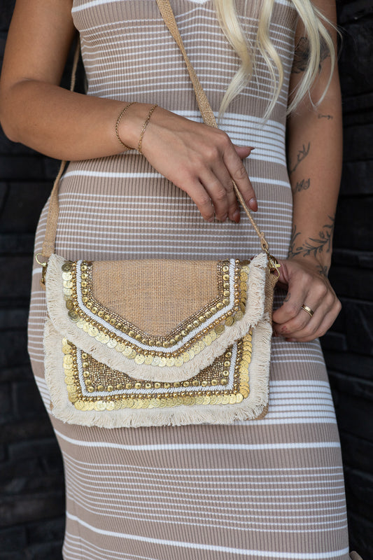 Neutral Coin Crossbody Bag