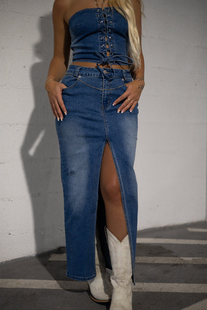 Downtown Denim Maxi Skirt