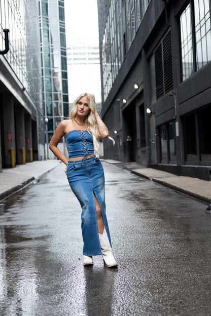 Downtown Denim Maxi Skirt