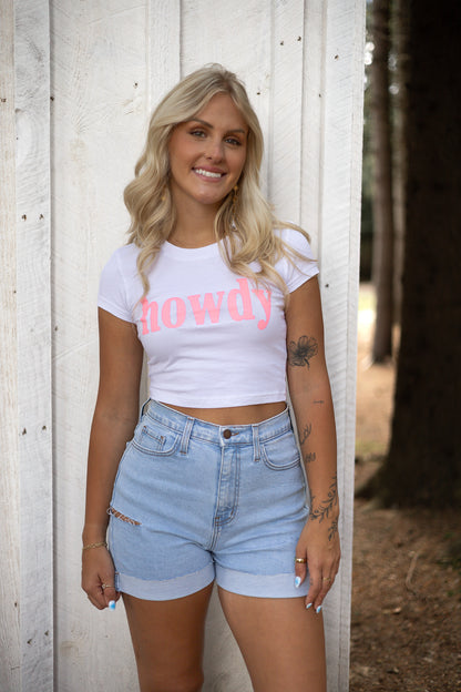 Howdy Cropped T-Shirt - White