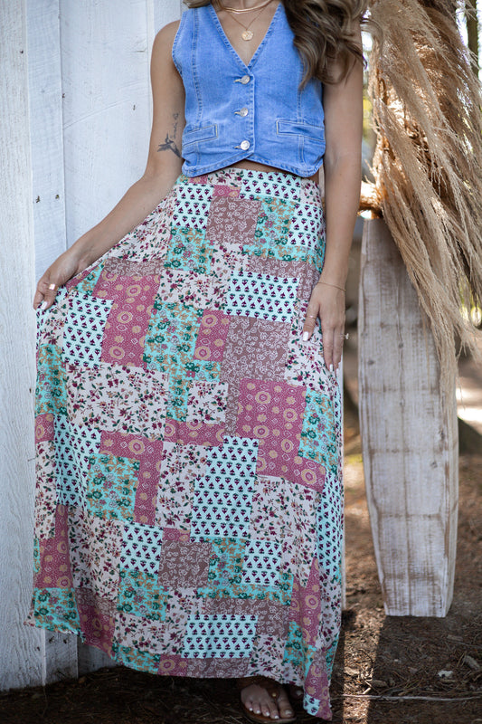 Demi Patchwork Maxi Skirt