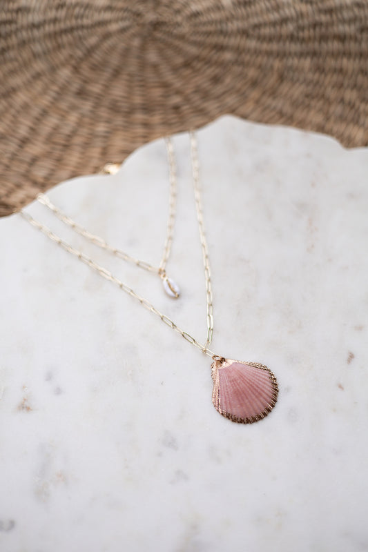 Pink Gold Filled Shell Necklace