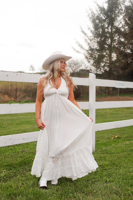 Coastal Haven Maxi Dress - White