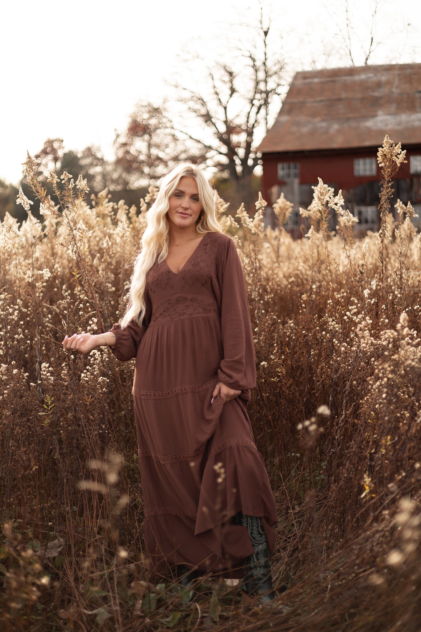 Hazelnut Prairie Maxi Dress