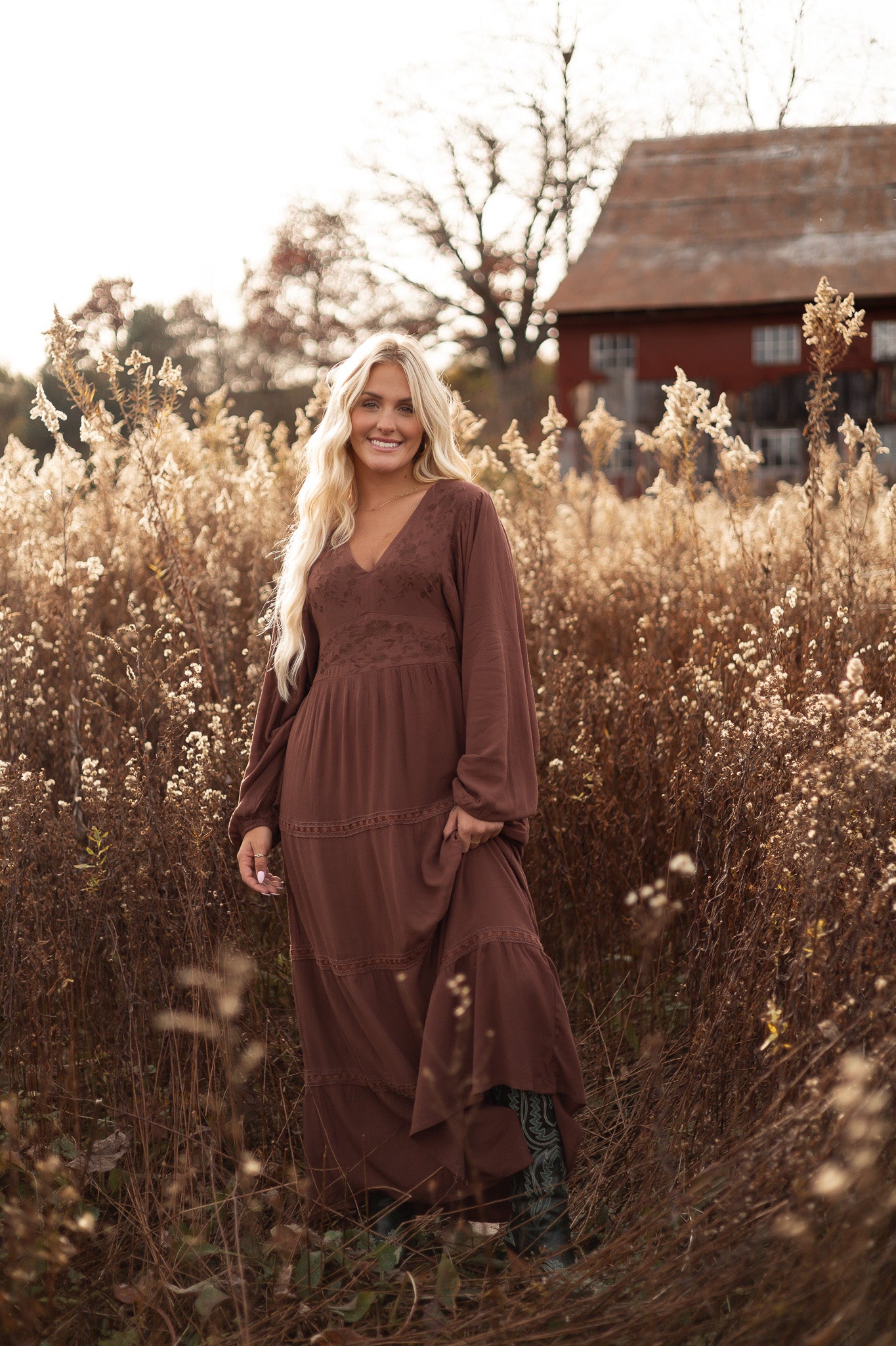 Hazelnut Prairie Maxi Dress