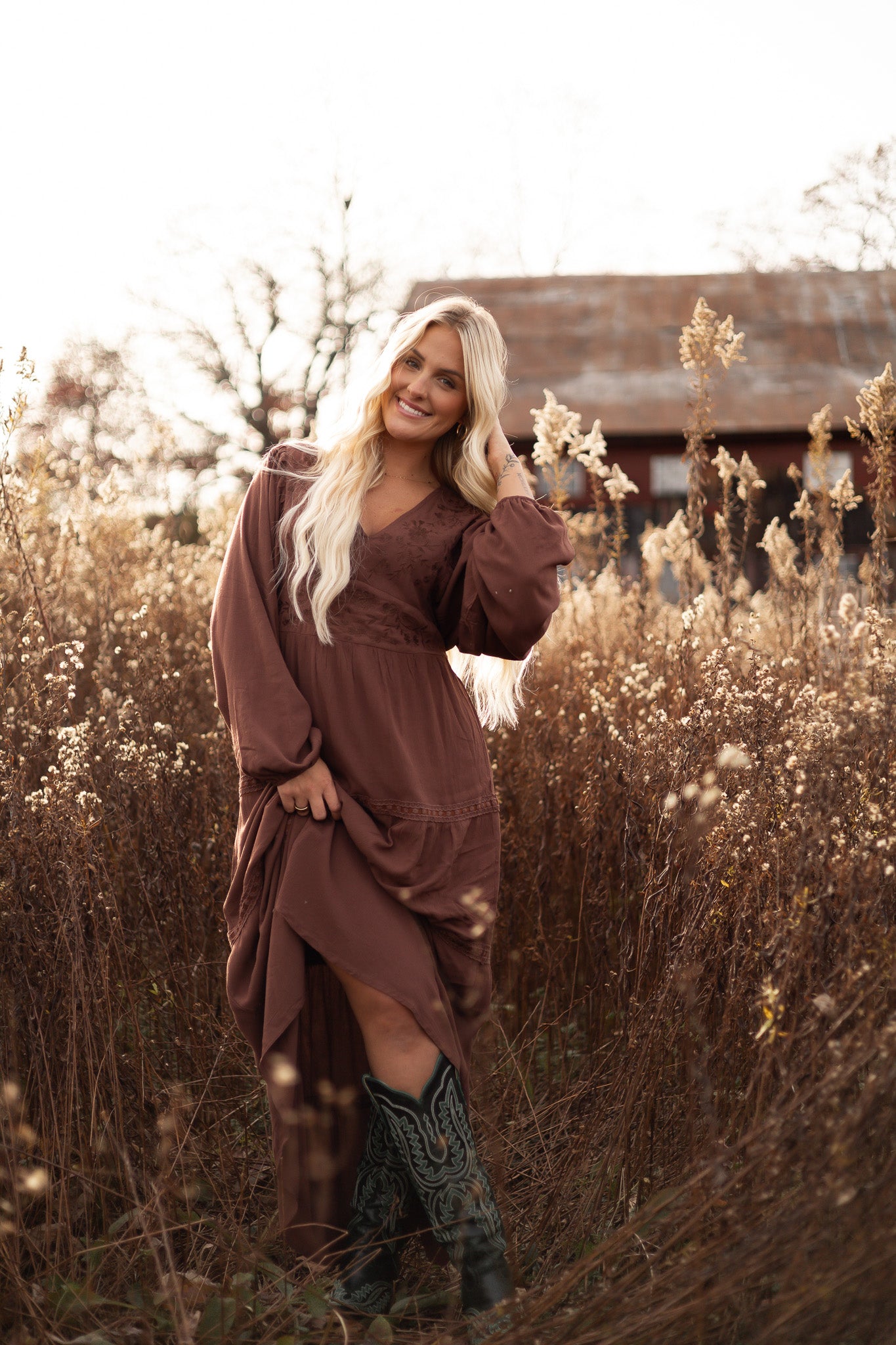 Hazelnut Prairie Maxi Dress