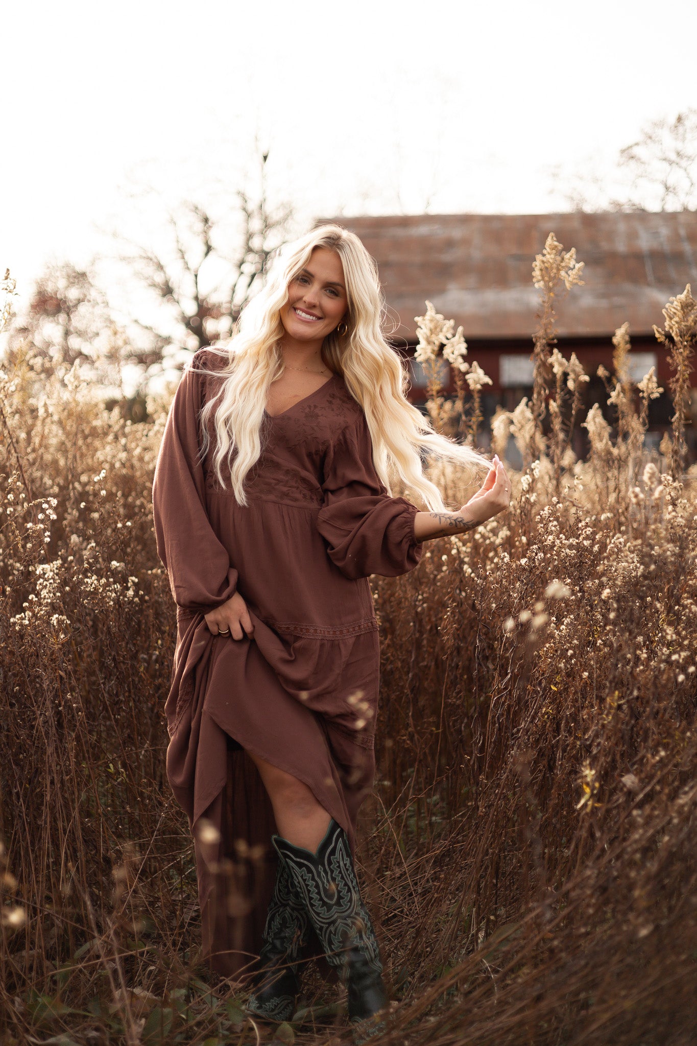 Hazelnut Prairie Maxi Dress