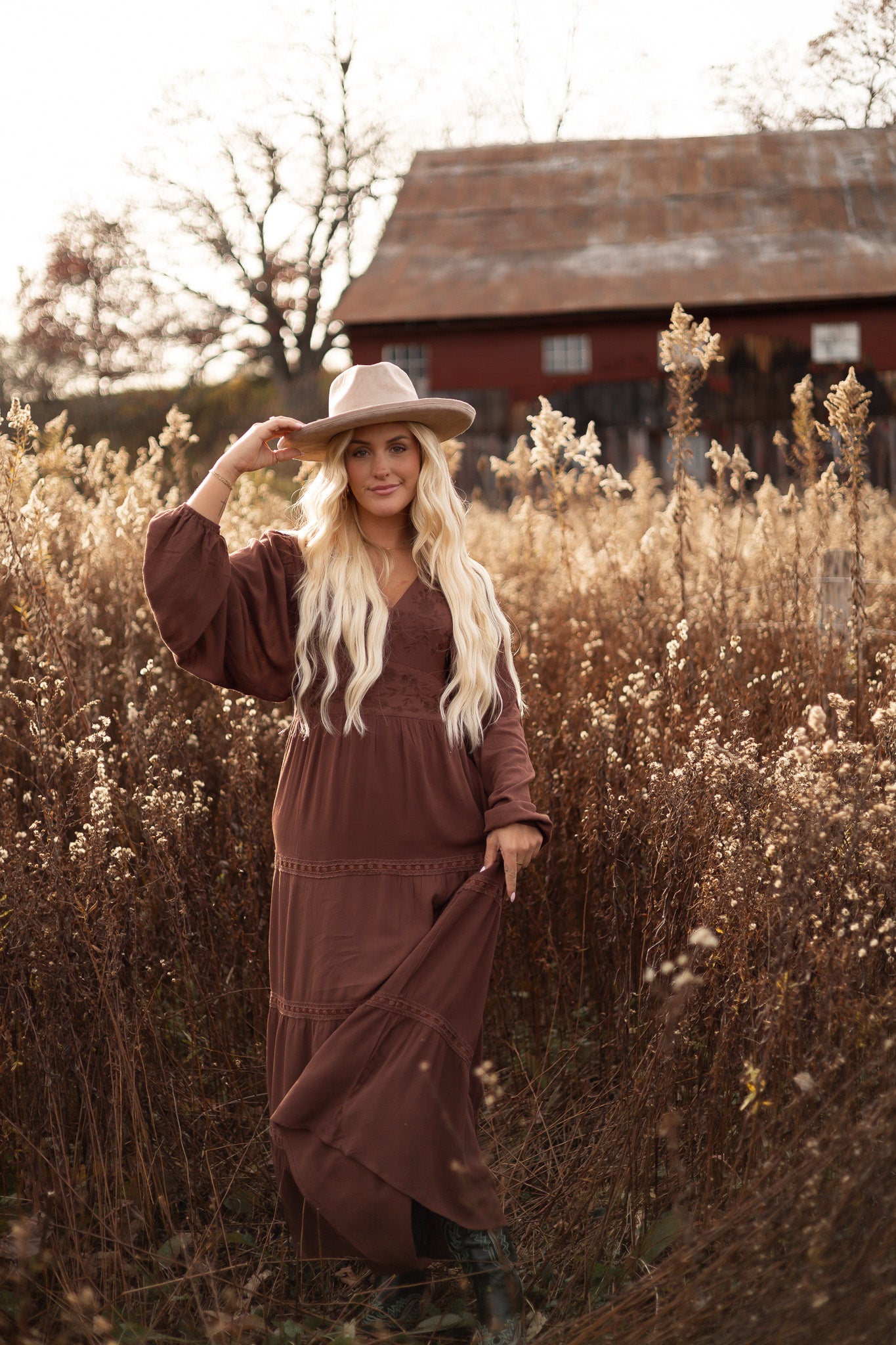 Hazelnut Prairie Maxi Dress