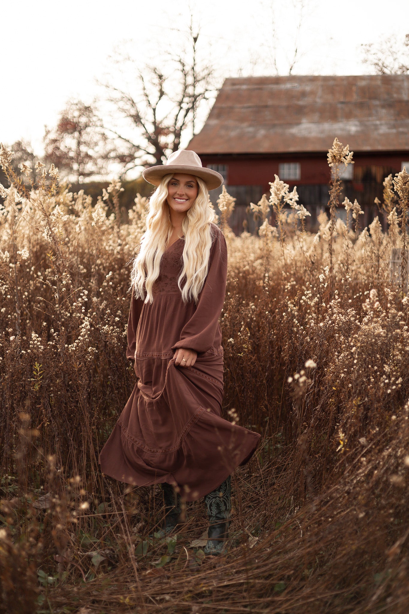 Hazelnut Prairie Maxi Dress