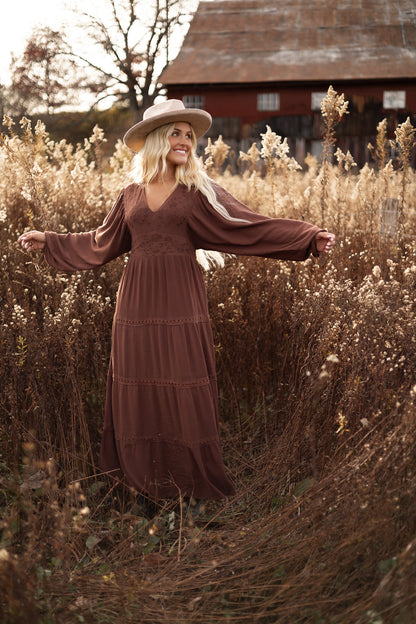 Hazelnut Prairie Maxi Dress