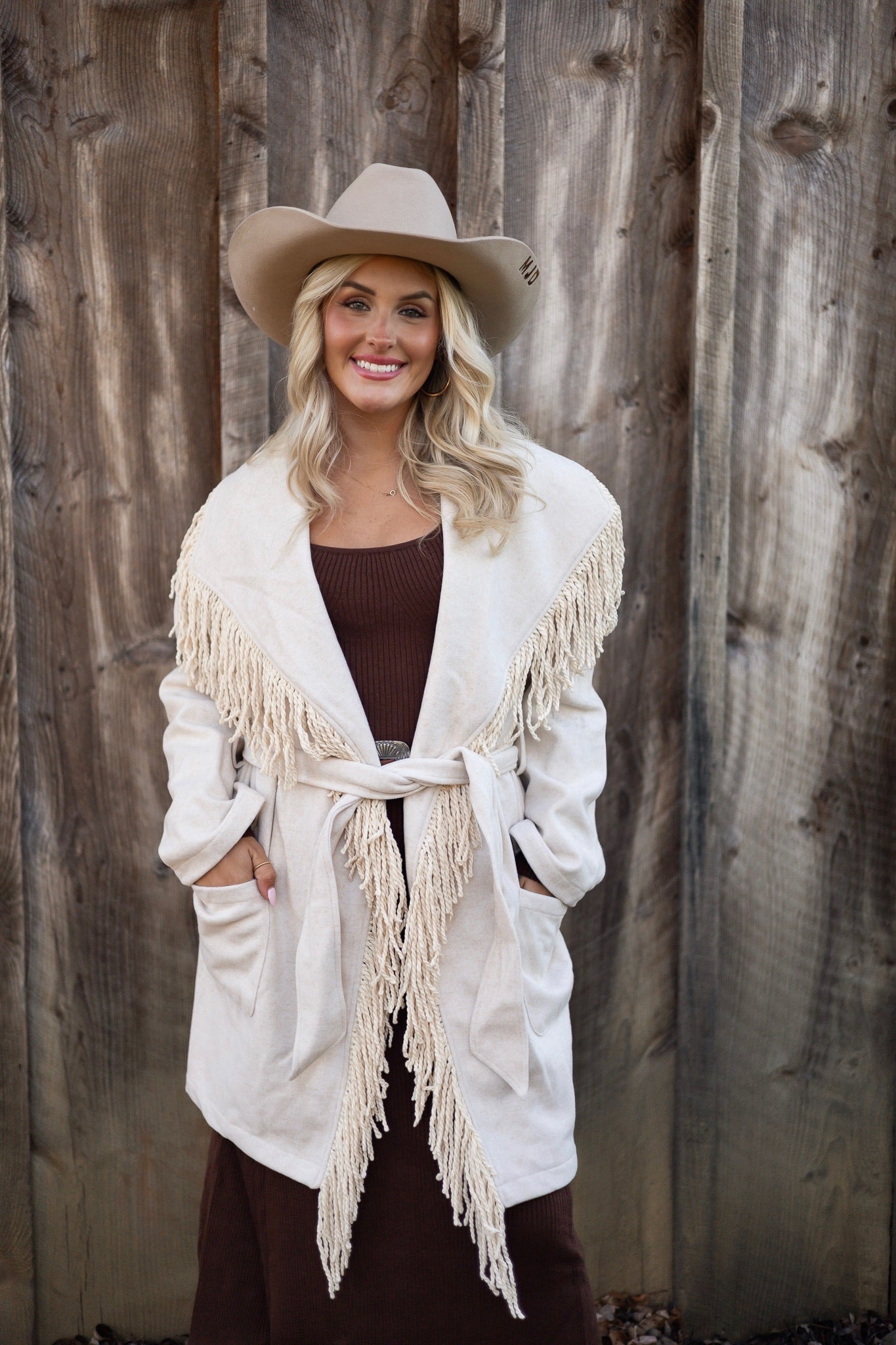 Frontier Fringed Coat - Ecru